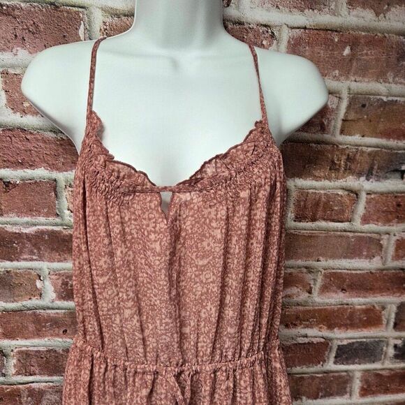 Universal Thread Midi Dress Small Mauve Ruffle Neck Cinch Waist Adjustable Strap - Picture 2 of 7